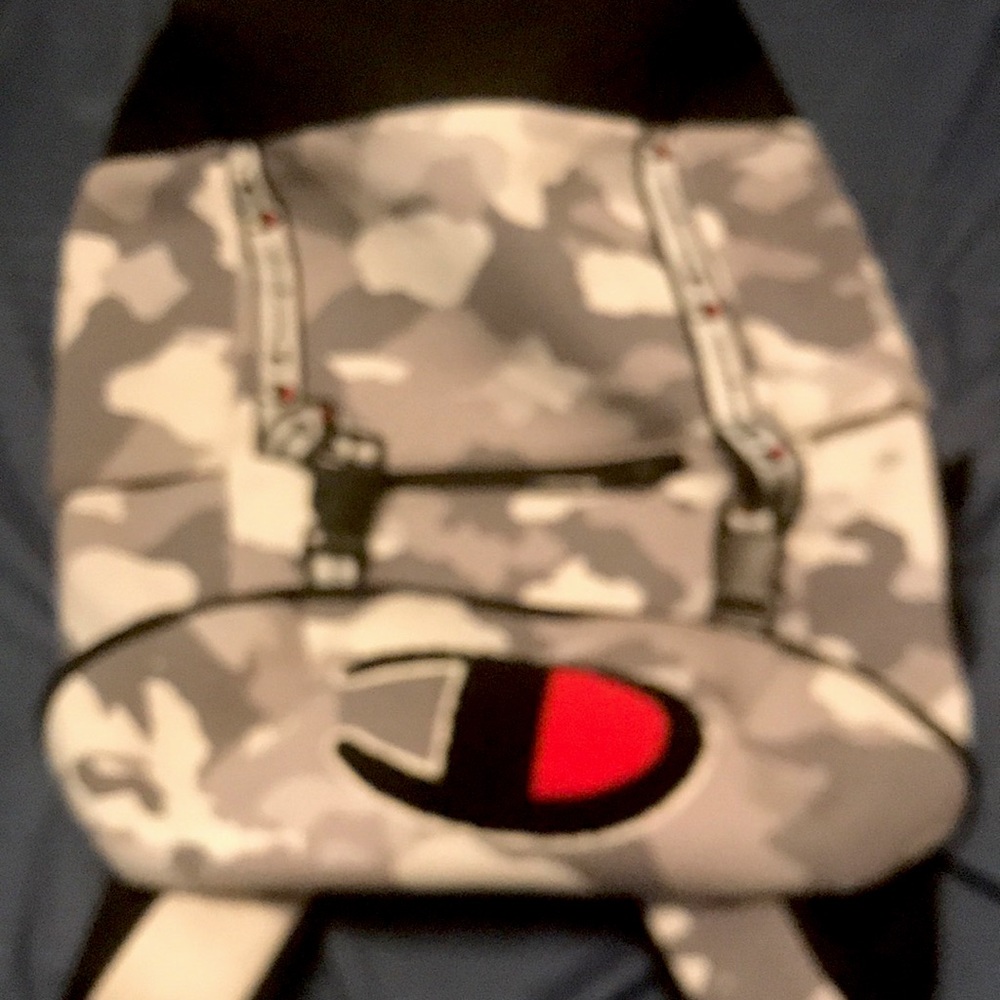 Camouflage white black gray champion backpack